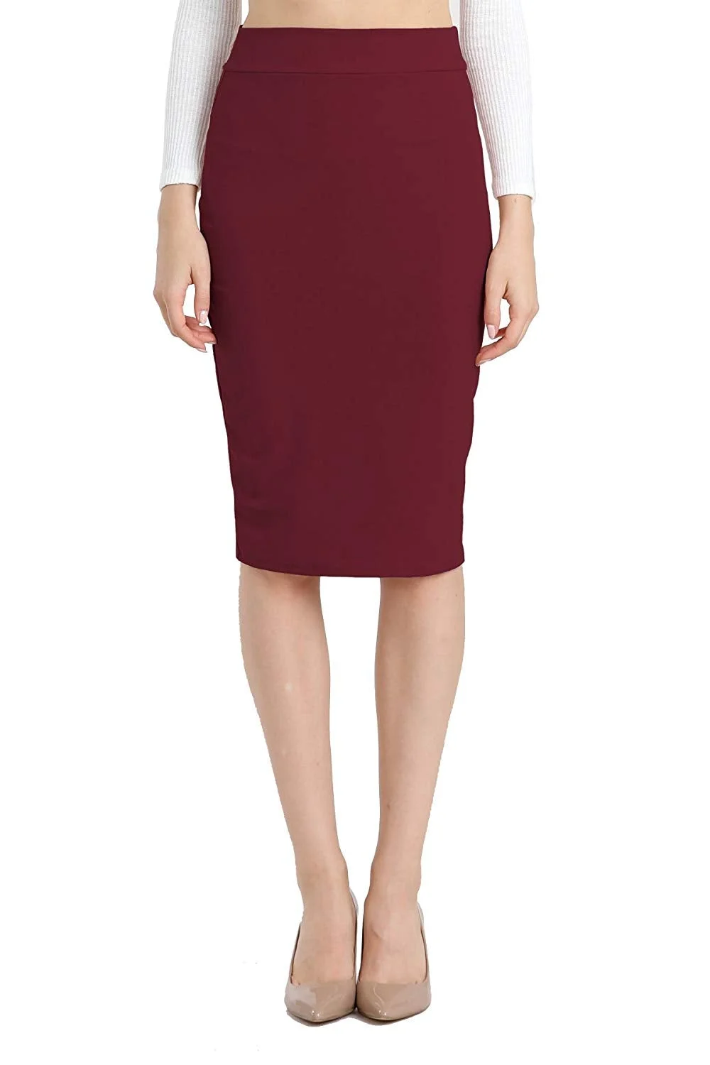 Women's Waist Stretch Bodycon Midi Pencil Skirt