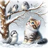 Winter Cat And Bird-11CT Stamped Cross Stitch 40*40cm/15.75*15.75in tapestrymarket