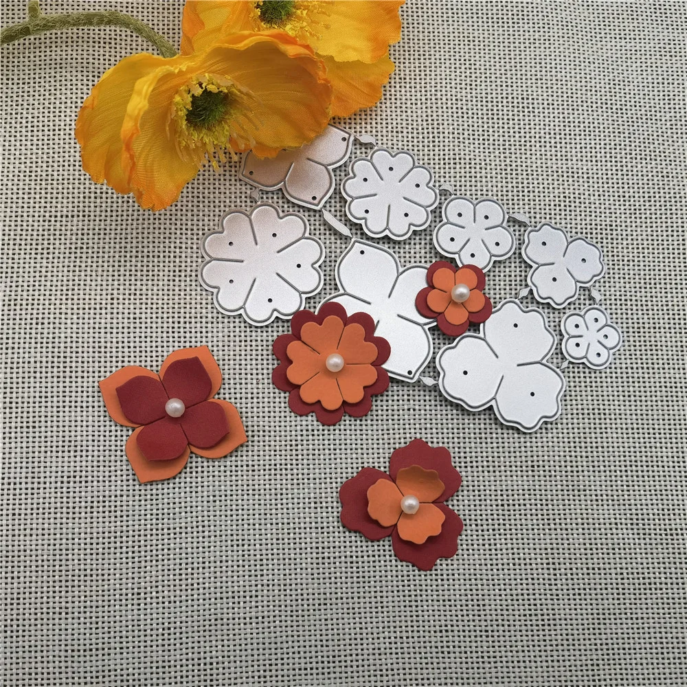 Nigikala 3D Rose flowers metal cutting dies Christmas flower leaves Scrapbook paper craft knife mould blade punch stencils dies