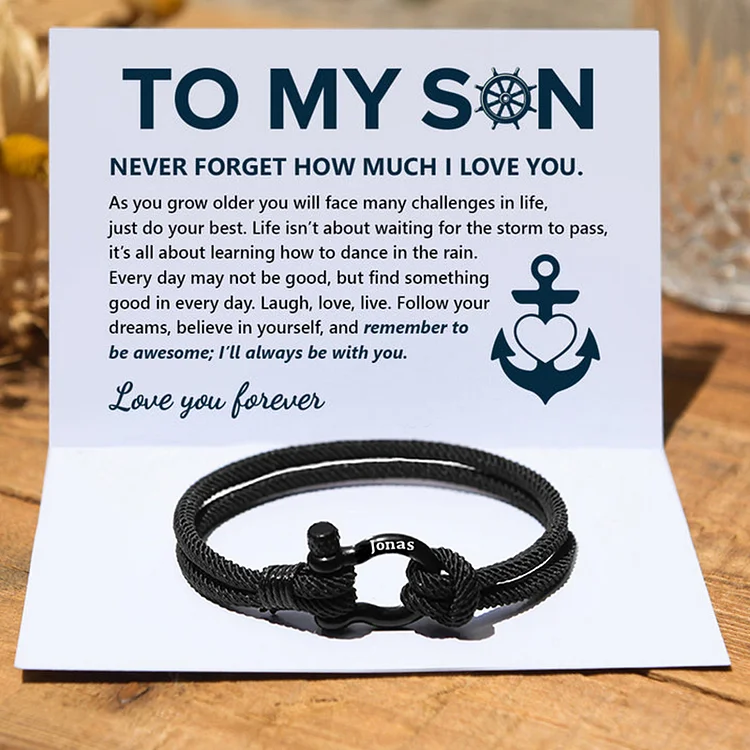Personalized To My Son Love You Forever Nautical Bracelet Warm Gift Gift Card Gift Set