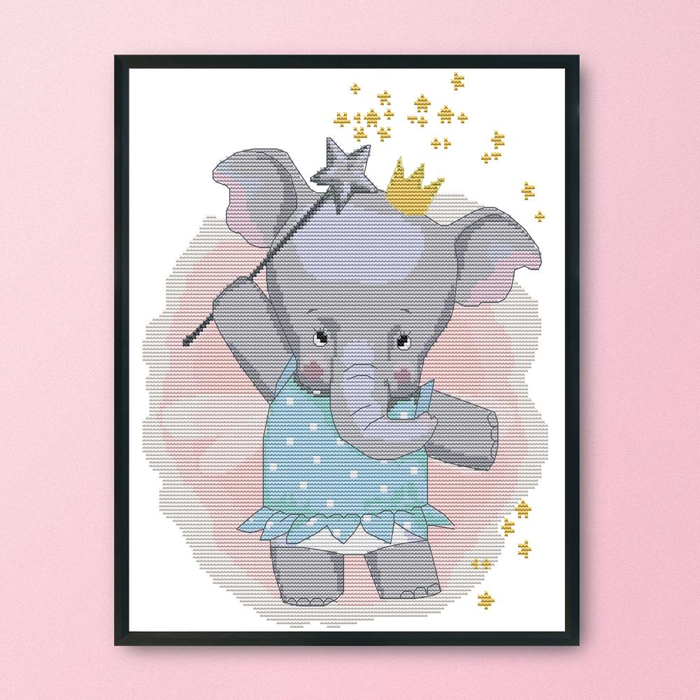 

Cute baby elephant - 14CT Stamped Cross Stitch - 35*31cm, 501 Original