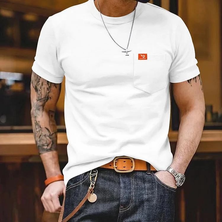 Men's Casual Solid Color Round Neck Short Sleeve T-Shirt 86754330M