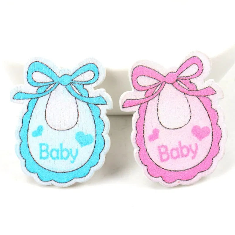 Blue/Pink Baby Series Pattern Scrapbooking Craft DIY Wood For Handmade Sewing Home Kids Birthdays Party Decorations 20pcs 35mm