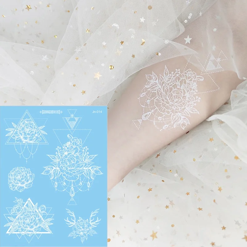 waterproof temporary tattoos face neck water transfer white henna tattoo fake moon star lace tattoo designs stickers decal