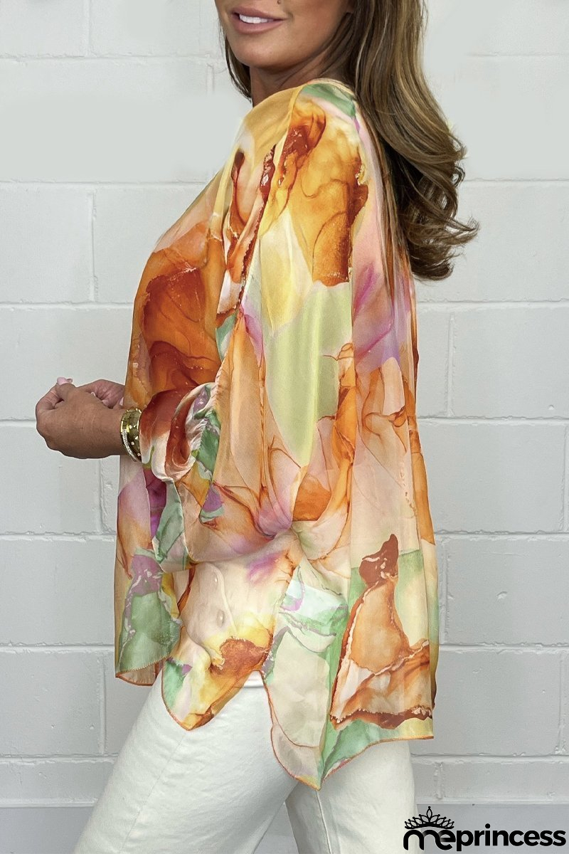 Printed chiffon dress for women