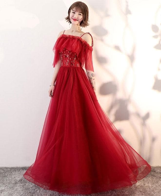 Stylish Tulle Long Prom Dress, Lace Evening Dress