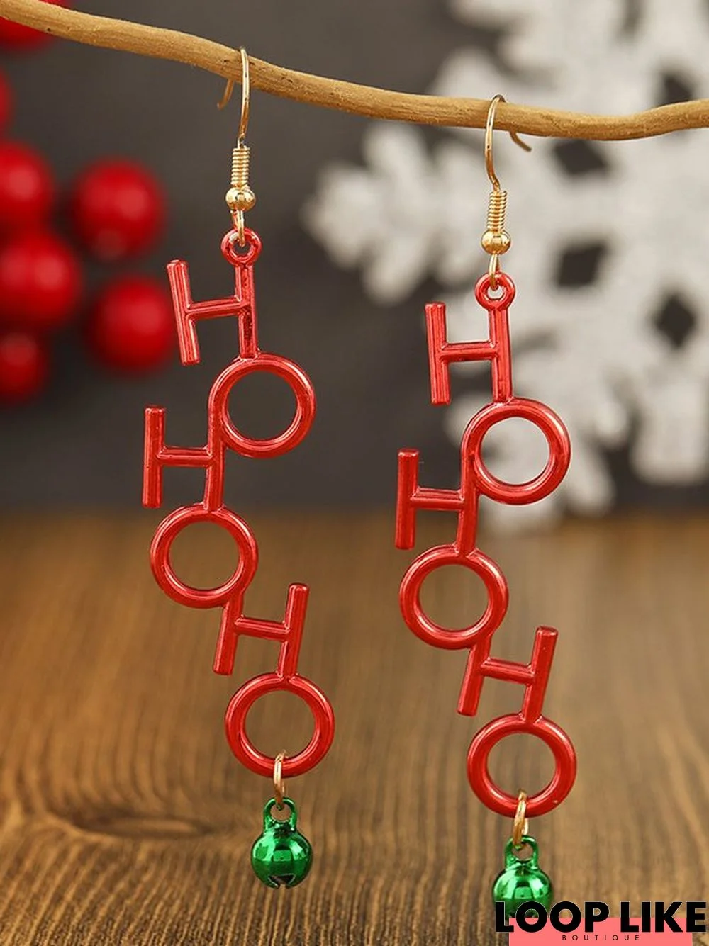 HOHOHO Letter Pattern Bell Earrings Daily Christmas New Year Music Festival Jewelry Xmas Earrings