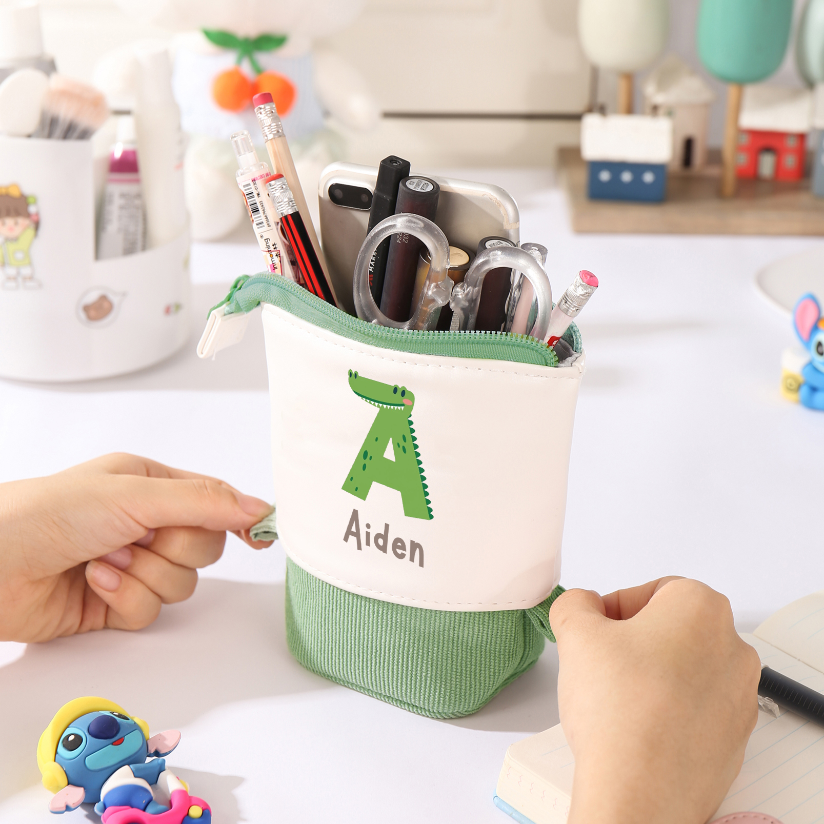 Personalised Pencil Case Custom Name & Letter Animals Pen Pouch Back To School Gift for Kids-Jessemade AU