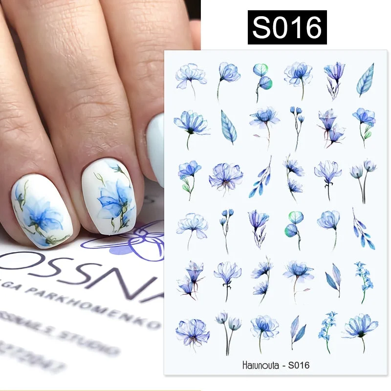 1PC Summer Bronzing Leaf 3D Nail Sticker Iridescent Tropical Leaves Tree Birds Transfer Decals Slider For Nails DIY Decoration-Nail Inspo