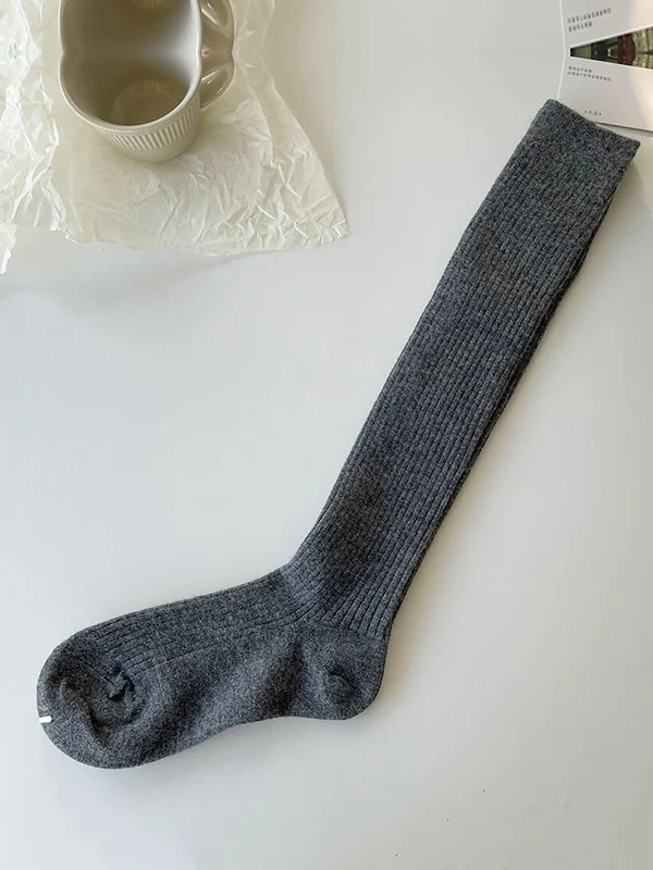 Casual Wool Keep Warm Solid Color Socks Accessories