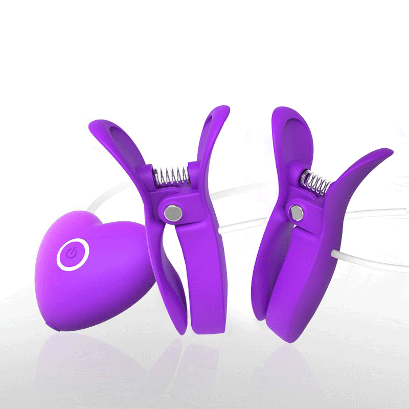Nipple Clamps Vibrating Breast Clips - Rose Toy