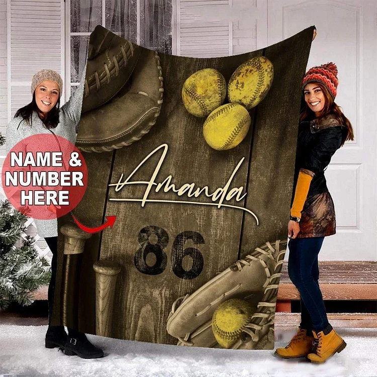 Personalized Softball Blanket | BKKid667