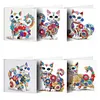 6pcs Diamond Painting White Cat Greeting Card Kits with Envelopes for Family Friend Gifts