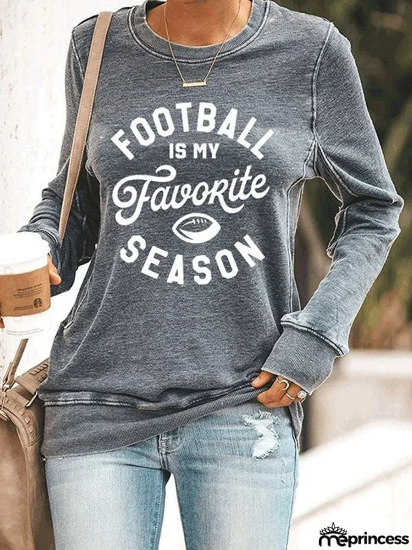 Women's T-Shirts Letter Print Round Neck Pullover Long Sleeve T-Shirt