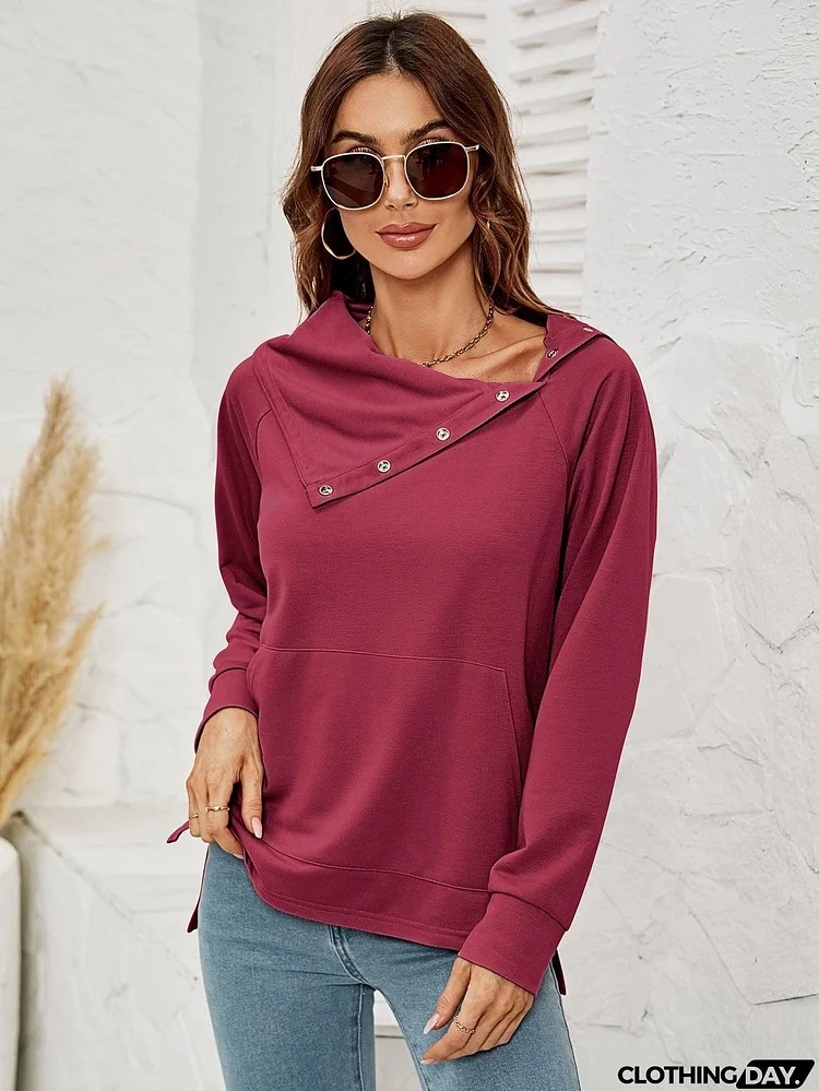 Raglan Sleeve Slit High-Low Sweatshirt