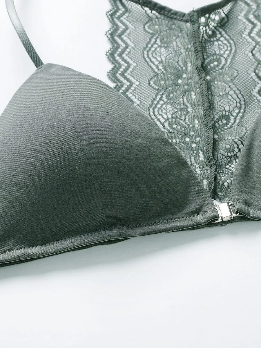 No rims lace beautiful back sexy triangle cup underwear set