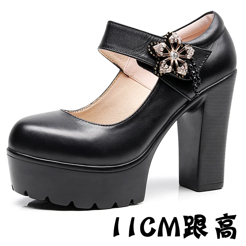 Breakj Breakj High-Heeled High-Heeled Waterproof Table Thick-Soled Model Walking Shoes Magic Beaded Women's Shoes With Cheongsam Shoes