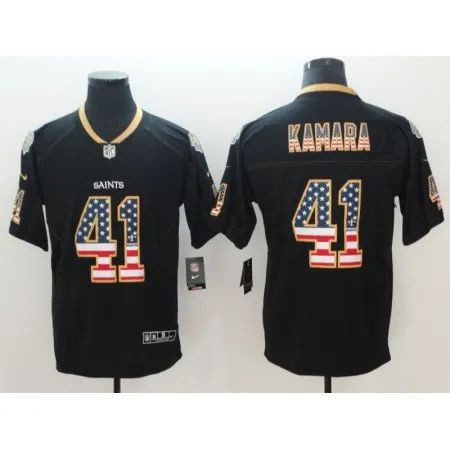Men's  Saints #41 Alvin Kamara Black 2018 USA Flag Color Rush Limited Fashion NFL Stitched Jersey