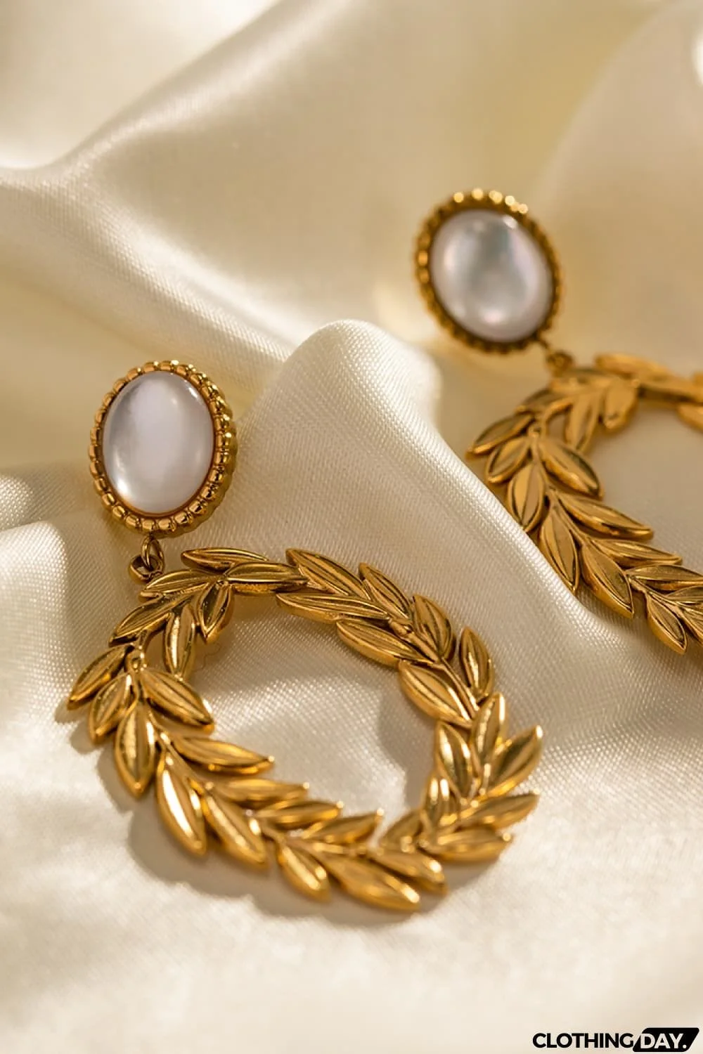 Stainless Steel Leaf-Shaped Drop Earrings