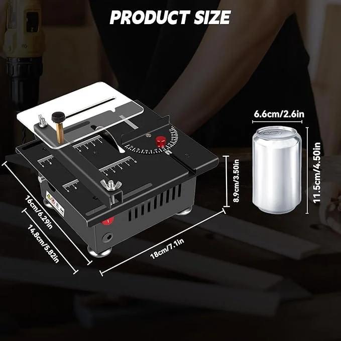 منشار طاولة صغير للحرفيين من تيوبوي، منشار طاولة صغير متعدد الوظائف بقوة 100 واط، منشار طاولة صغير محمول، 7 سرعات قابلة للتعديل، قطع 0-90 درجة، لقطع الخشب والاكريليك والدوائر المطبوع(100 واط)