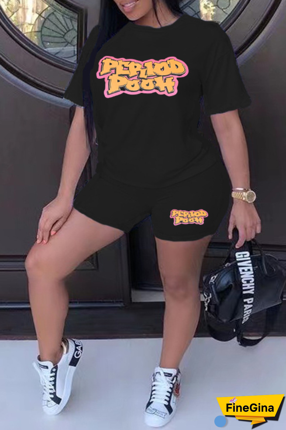 Purple Casual Street Print Patchwork Letter O Neck Plus Size Two Pieces