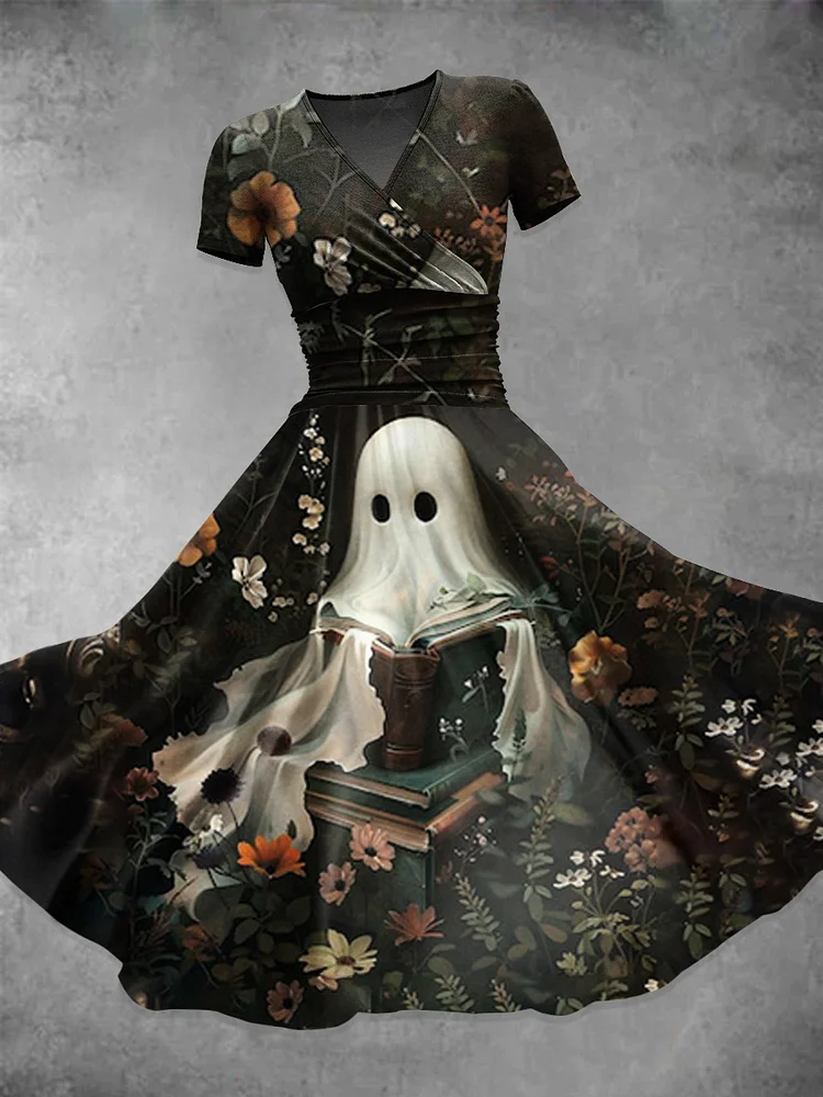 Women's  Halloween  Ghost Art Print Casual Maxi Dress