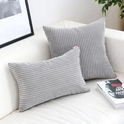 Soft Velvet Cushion Cover Solid Pillow Case Corduroy Flocking Stripe Yellow Gray PinHome Decorative Pillow Cover 45x45cm 30x50cm