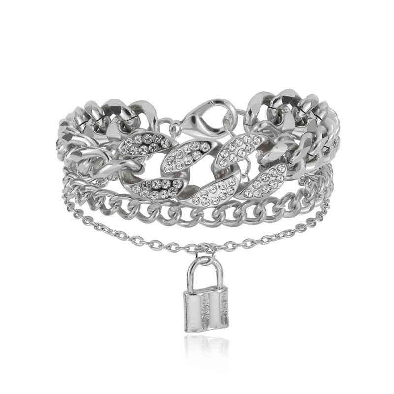   Alloy multi-layer diamond with lock bracelet - Neojana