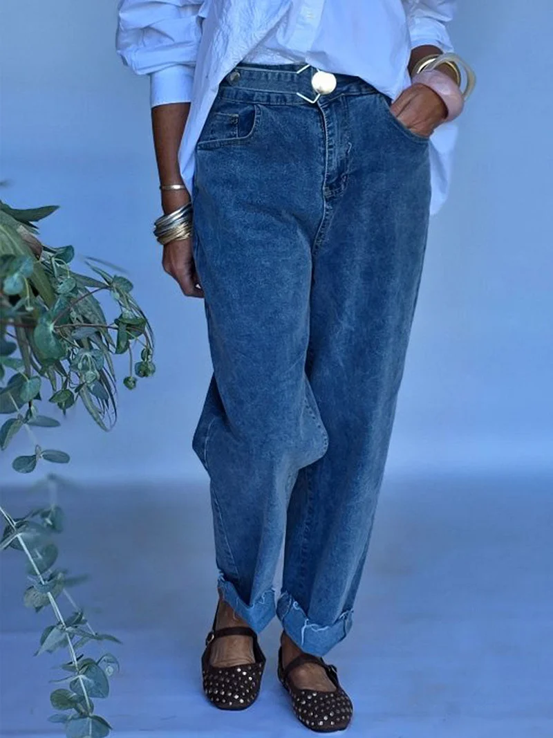 Women's High-waisted Loose-fit Straight-leg Jeans