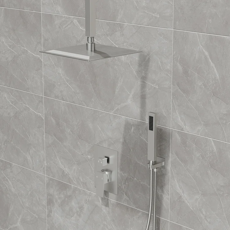 SFS1001-NK10 EVERSTEIN Shower System Set Shower Faucet: Rainfall Shower Fixtures Combo with Rain Shower Head and Handheld Spray Bathroom Complete Shower Trim Kit with Thermostatic Valve