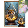 Tiger in Teardrop Globe-11CT Stamped Cross Stitch 40*70cm(Big Size) tapestrymarket