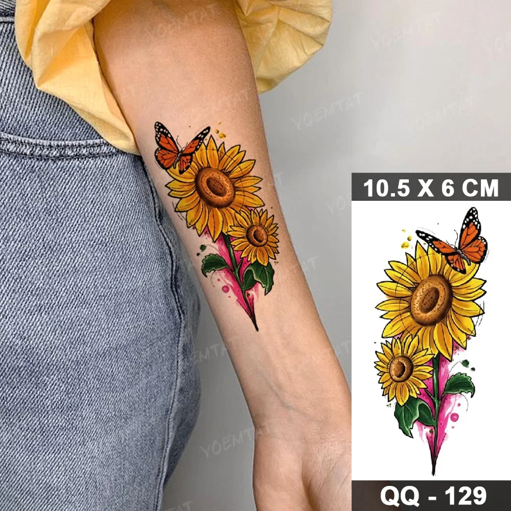 Transfer Temporary Tattoo Stickers Butterfly Flower Realistic Sexy Flash Tatoo Women Men Arm Waist Line Body Art Fake Tatto Cool