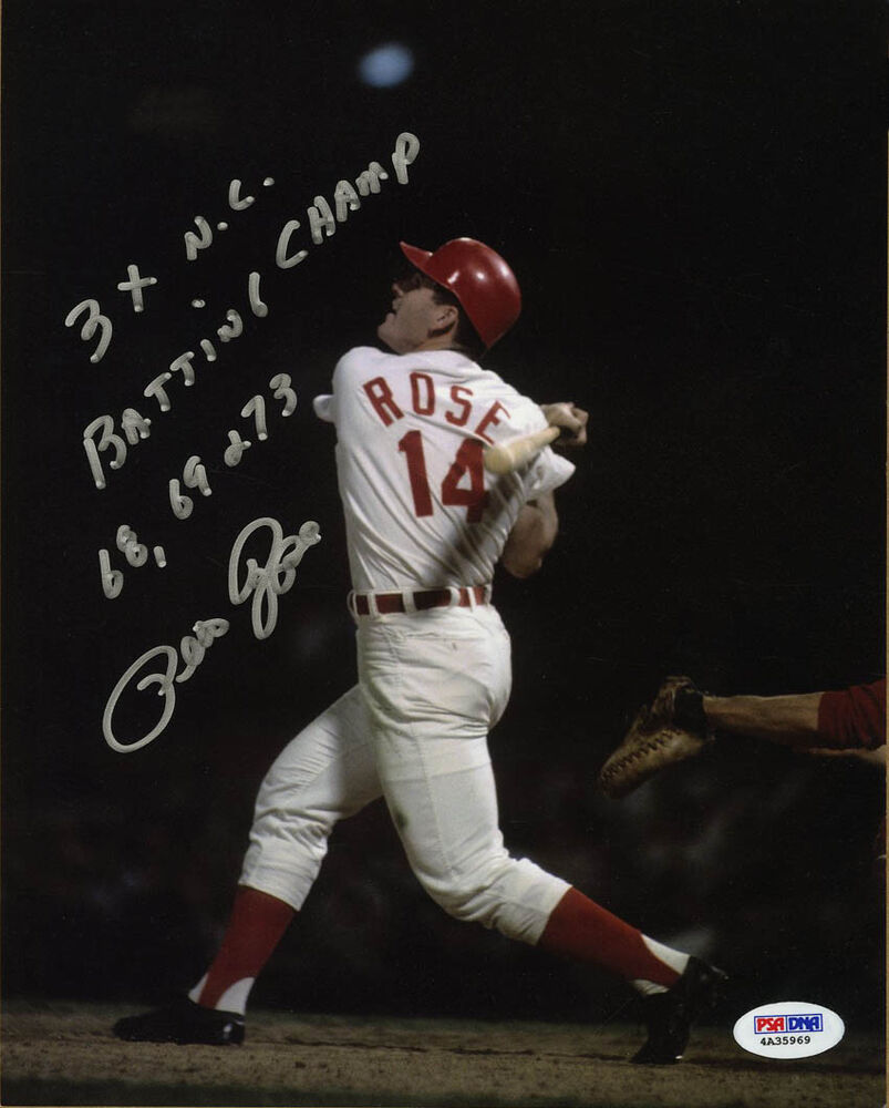 Pete Rose SIGNED 8x10 Photo Poster painting + 3 x NL Batting Champ ITP PSA/DNA AUTOGRAPHED