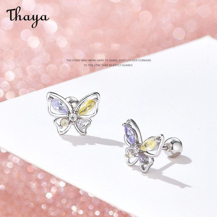 Thaya 925 Silver Turnbuckle Butterfly Stud Earrings