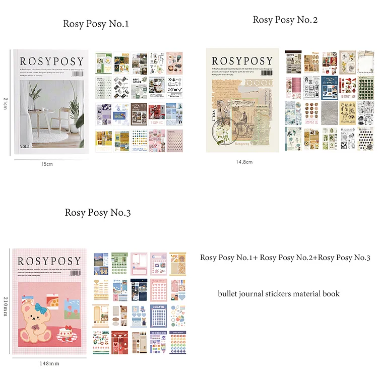 JOURNALSAY ROSY POSY Vol1.2.3 Life History Series Simple Creative Planner Sticker Book