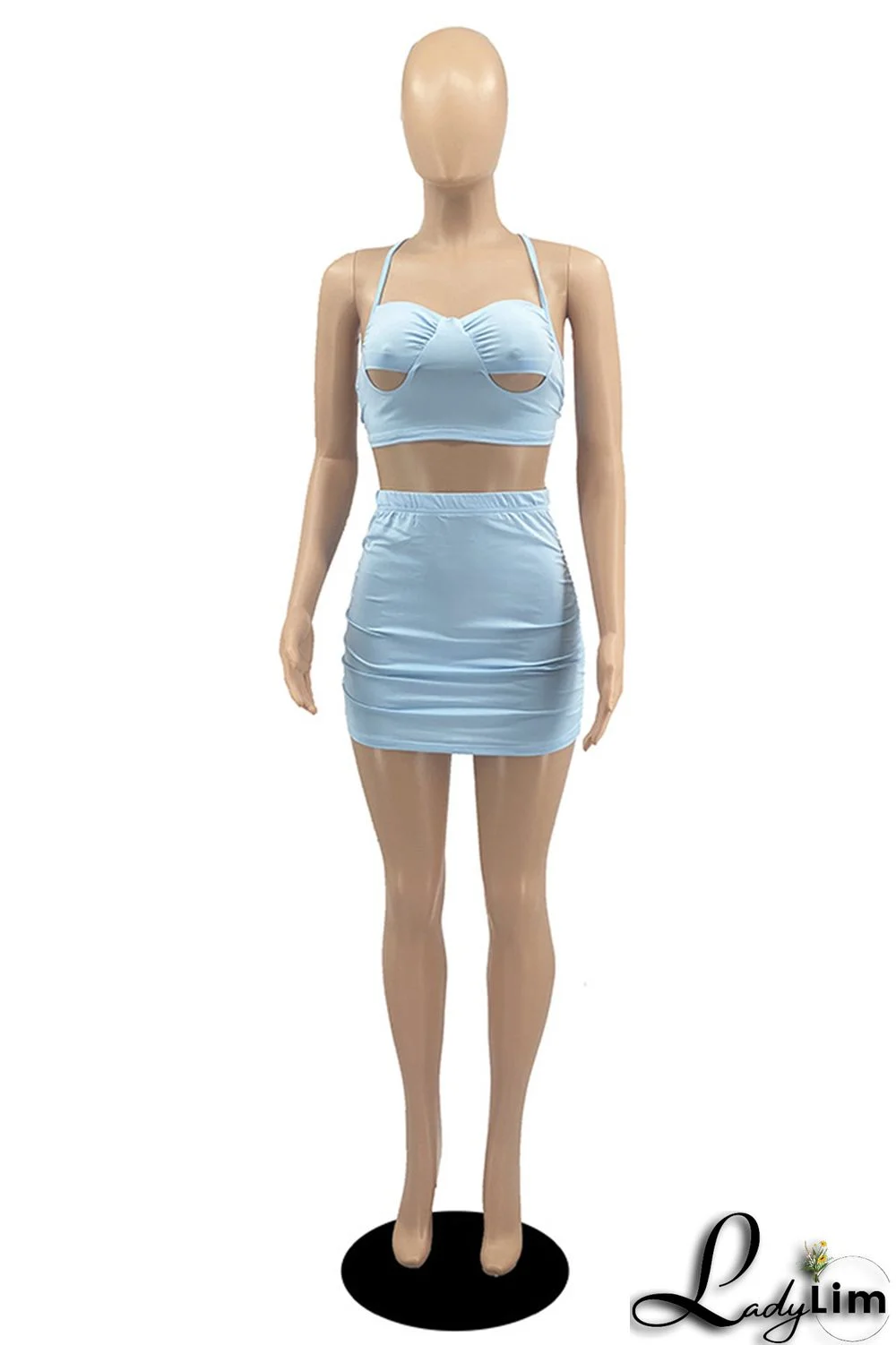 White Sexy Casual Solid Bandage Strap Design Spaghetti Strap Sleeveless Two Pieces