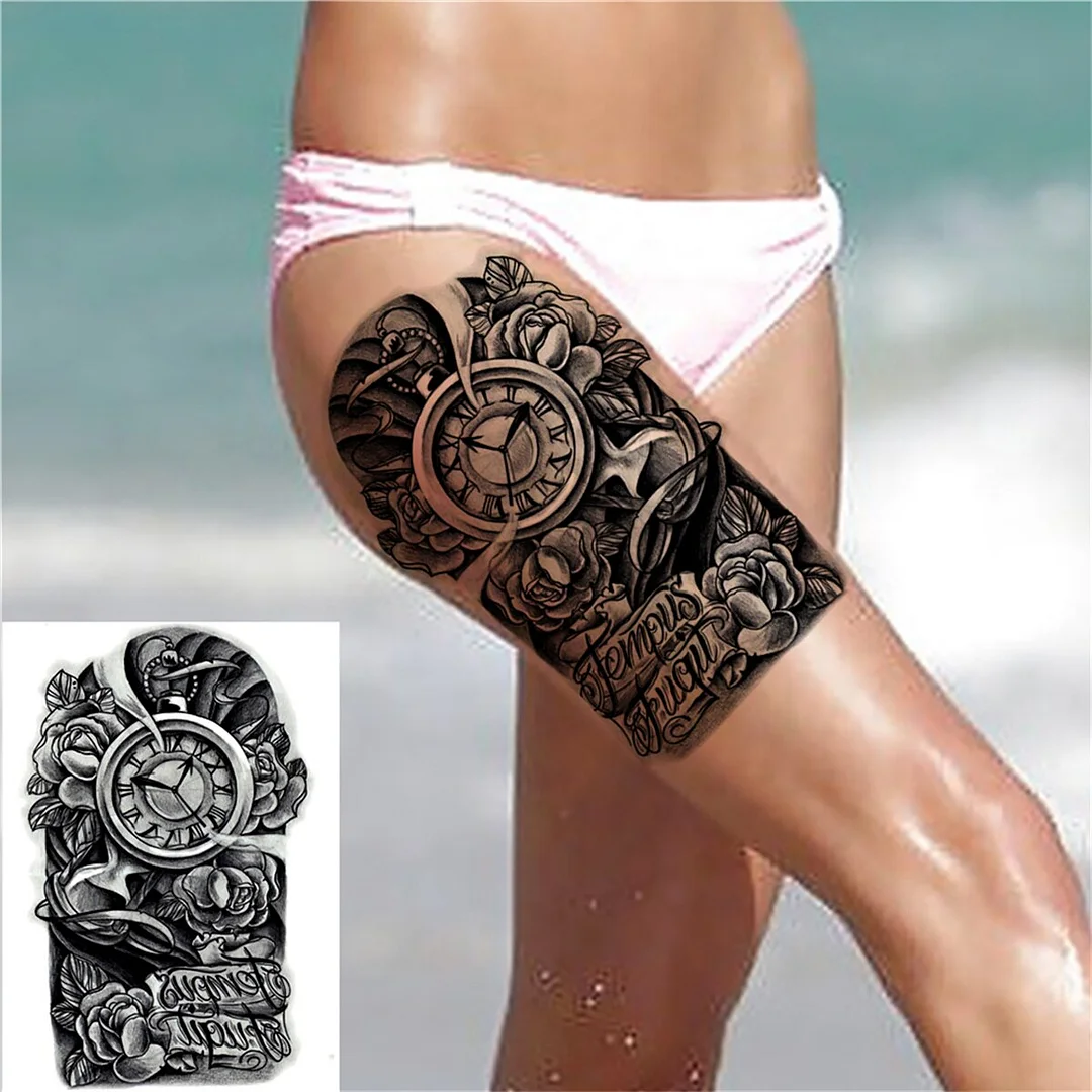 Watercolor Lion Temporary Tattoos For Men Women Adult Kids Wolf Tiger Tattoo Sticker Realistic Fake Animal Water Transfer Tatoos