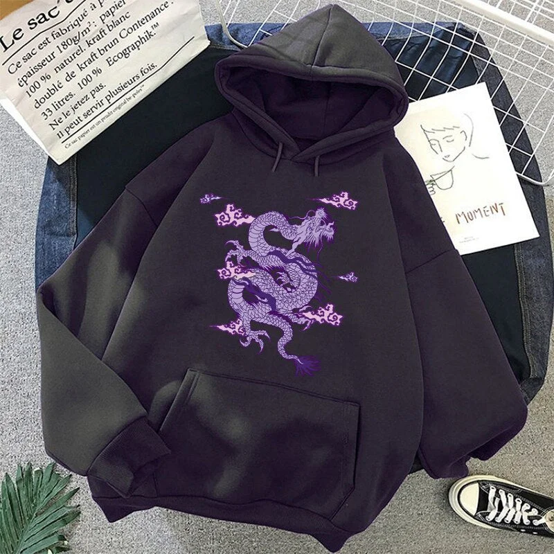 Dragon Print Hoodies Unisex Women and men sweatshirt Hoodie Cute Hip hop Ullzang Harajuku Korean Funny punk top dropshipping
