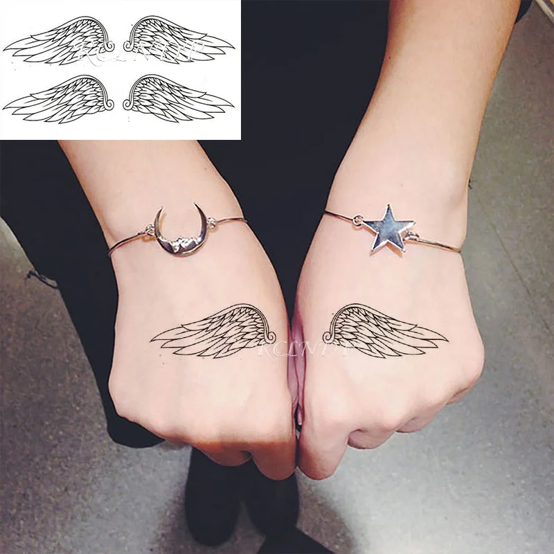 Waterproof Temporary Tattoo Sticker Wings Feather Small Element Fake Tatto Flash Tatoo Hand Arm Chest Art for Kids Men Women