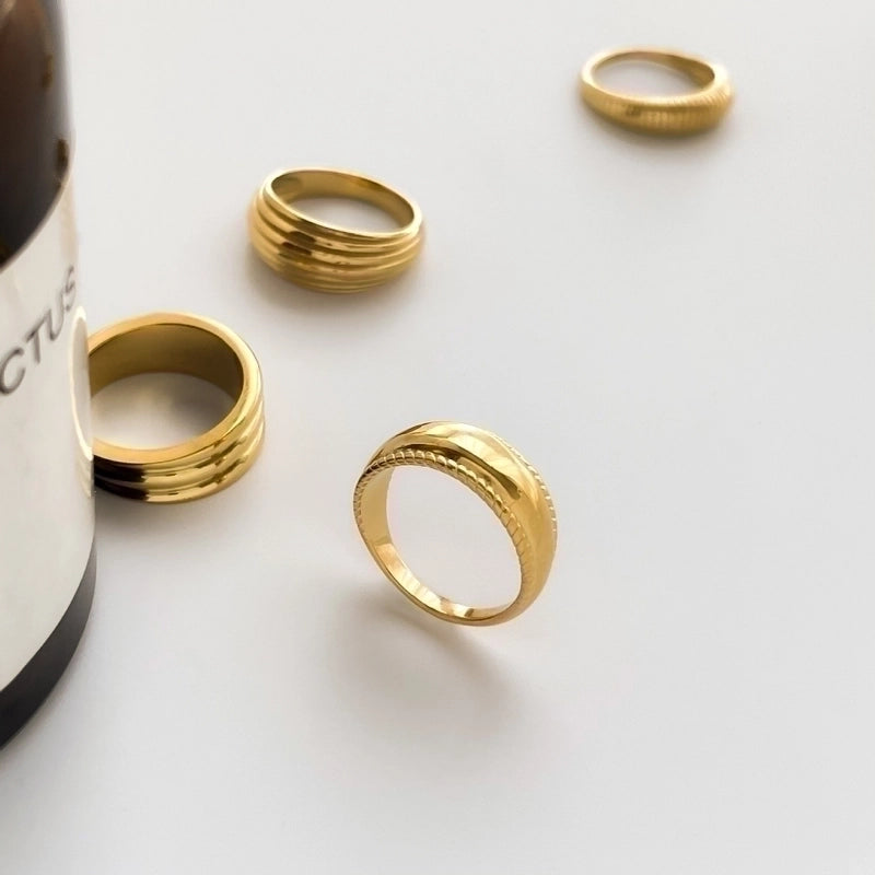 Minimalist Solid Color Titanium Steel Plating Gold Plated Rings