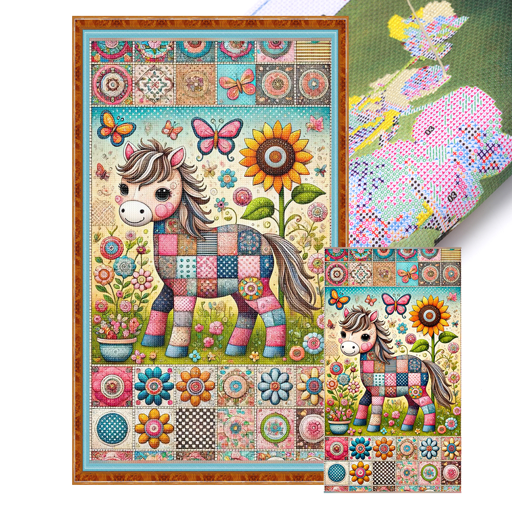 Stitching Horse Full 14CT Pre-stamped Canvas(40*70cm) Cross Stitch