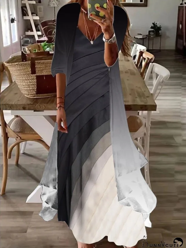 Dresses Casual Print V-Neck 2 Piece Dress for Women