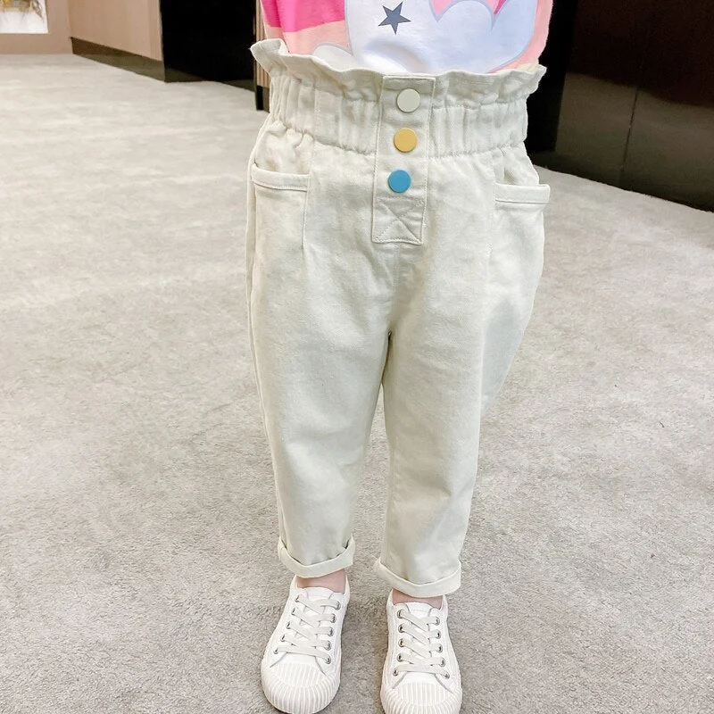 Baby Girl Cotton Casual Pants Cute Toddler Kids Trousers Children Spring Long Pants for Newborn Girls Infant Clothing for 12M-8Y