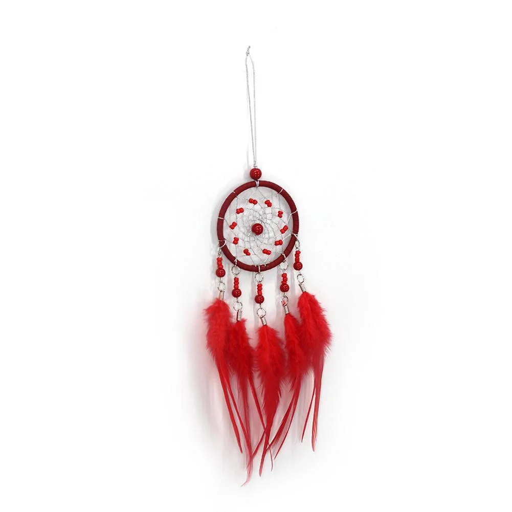 Red Feathers Handmade Dreamcatcher Dream Catcher Net Home Wedding Decor