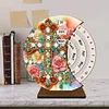 Flower Cross Diamond Painting Unique Wooden Rotating Calendar for Home Office