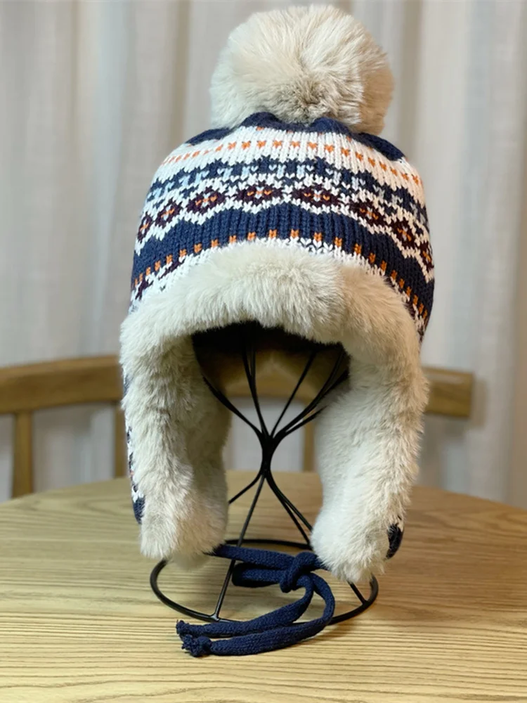 VChics Vintage Plush Fairman Island Jacquard Plush Hat