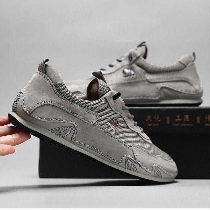 Summer breathable thin men's casual leather shoes