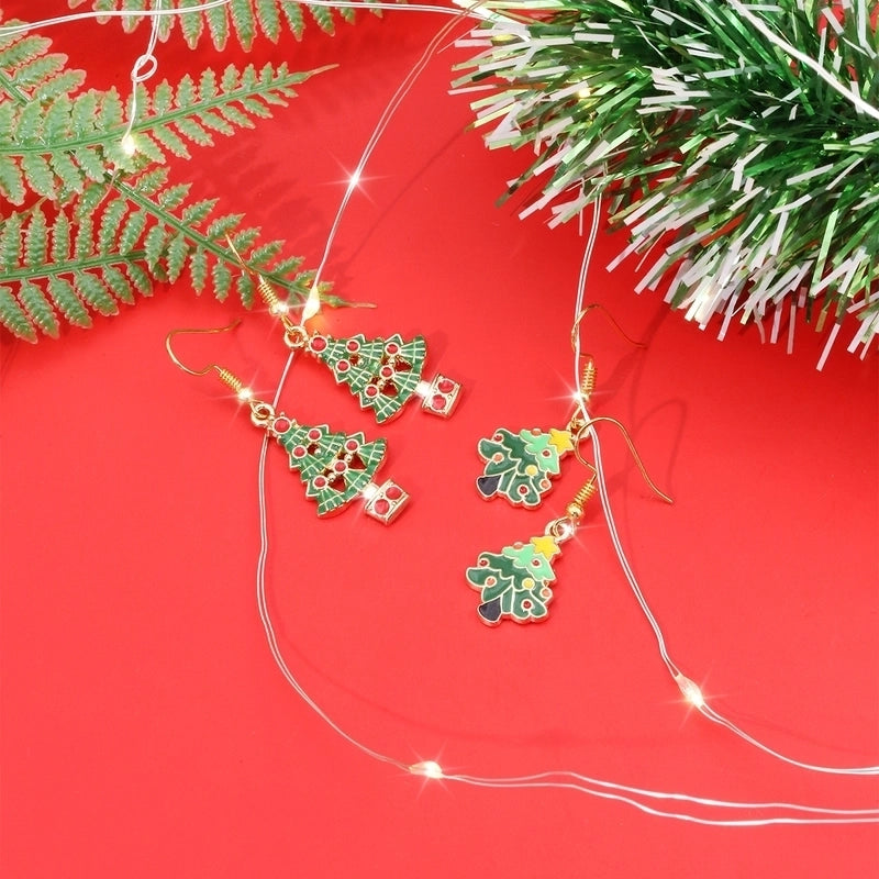 1 Pair Christmas Elegant Cute Romantic Christmas Tree Plating Alloy K Gold Plated Drop Earrings