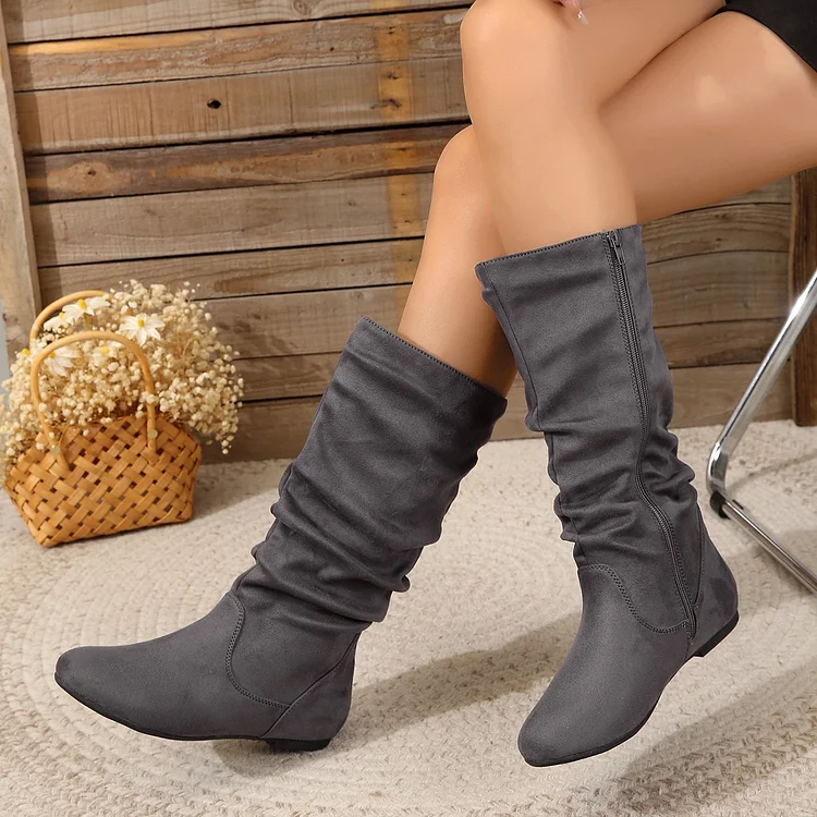 Fashion Slouch Mid-Calf Flat Boots 
