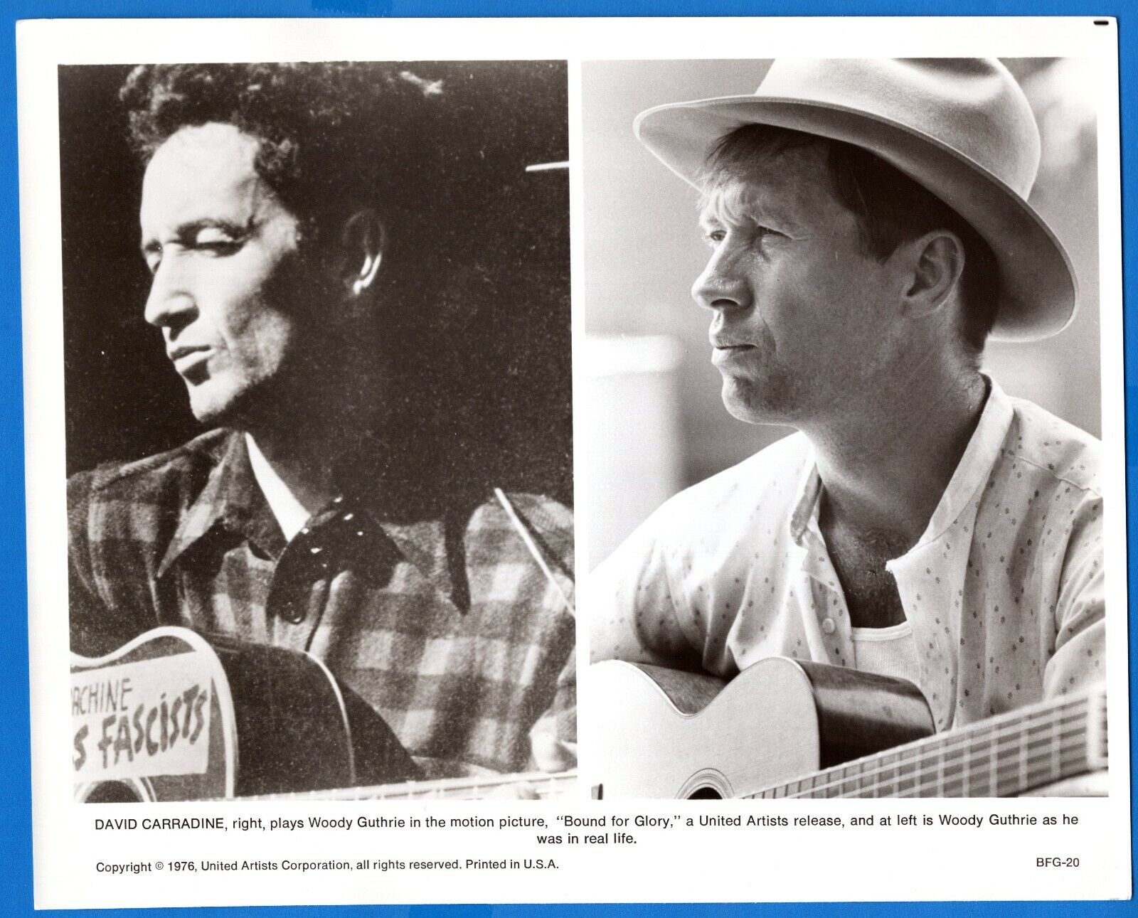 DAVID CARRADINE WOODY GUTHRIE Vintage 8x10 Promo Photo Poster painting 1975 BOUND FOR GLORY